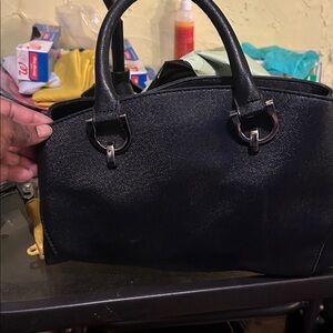 London Fog Black Handbag Tote Bag Crossbody Strap Multiple Compartments Medium